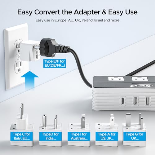Key Power 230W Voltage Converter 220V to 110V with USB & Multiple Sockets