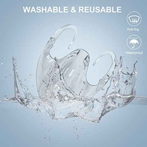 2PCS Transparent Face Shield, Lightweight Anti-Fog Clear Face Mask, Sturdy Breathable Clear Face Shield, Plastic Reusable Protective Face Mask for Men and Women
