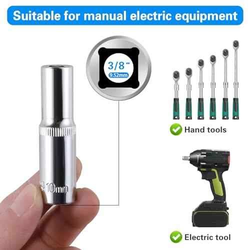 6-Pc 10mm Deep Sockets, 6-Point, 3/8-Inch Drive - Heavy Duty & Affordable Chrome Vanadium Steel, Fits Snap-on, Craftsman, DeWalt - Metric Standard Socket for Auto Repair, DIY & More