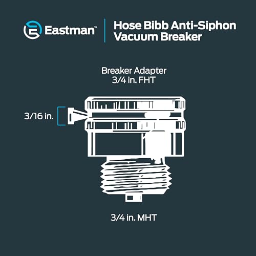 Eastman Brass Anti-Siphon Vacuum Breaker for Garden Hose Fittings - 3/4 Inch FHT x MHT, Model 20199