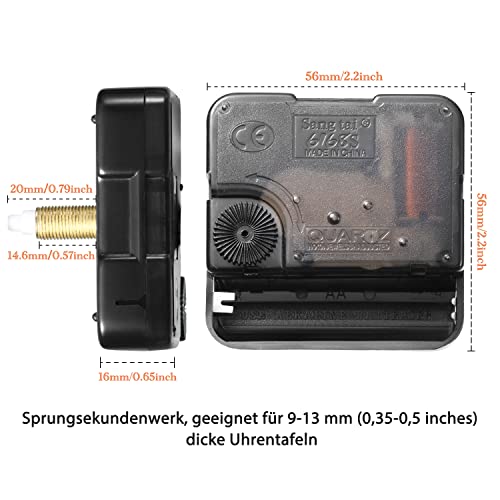 Mudder 2 Pcs High Torque Long Shaft Clock Movements with 5 Hands - 20mm Variation