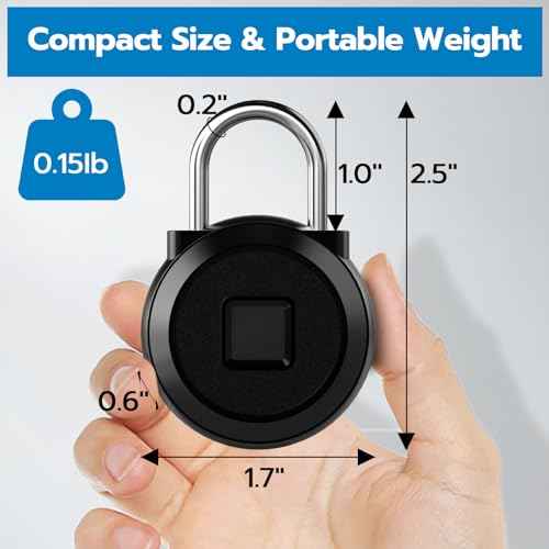Eseesmart Fingerprint Padlock, Locker Bluetooth, Mobile APP, Smart Padlock with Keyless Biometric, Water Resistant, Suitable for Gym, School, Luggage Bags, Locker and Storage