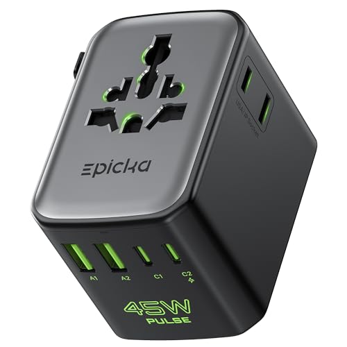 EPICKA Pulse Duo 45W Travel Adapter Black - Universal Power Charger with USB-C & USB-A Ports