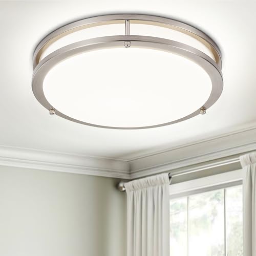 DINGLILIGHTING 13 Inch Nickel Flush Mount LED Ceiling Light 5CCT Dimmable Fixture