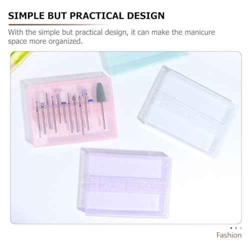 Nail Drill Bits Cases Nail Drill Box Manicure Case: 4pcs 14 Grids Nails Drill Bits Storage Box Nail Polishing Heads Display Container Holder for Grinding Heads Drill Storage Box
