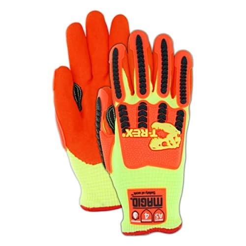 MAGID T-REX Arctic Series ANSI A5 Cut-Resistance, Thermal Impact Gloves, 1 Pair, Waterproof, Hi-Viz Yellow/Orange, Size 8/Medium