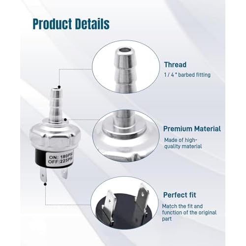 180-225 PSI Air Compressor Micro Pressure Power Switch fit for Dewalt Porter Cable Craftsman Machines,AB-9063290 Air Compressor Parts Replacement D55146 D55168 D55167 D55146-CA D55168-CA D55167-CA