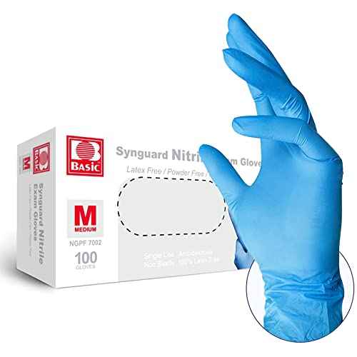 Jointown Basic Medical Blue Nitrile Exam Gloves - Latex-Free & Powder-Free for Medical, Cleaning, Cooking, Food Safe- NGPF7002 (Box of 1,00), Medium