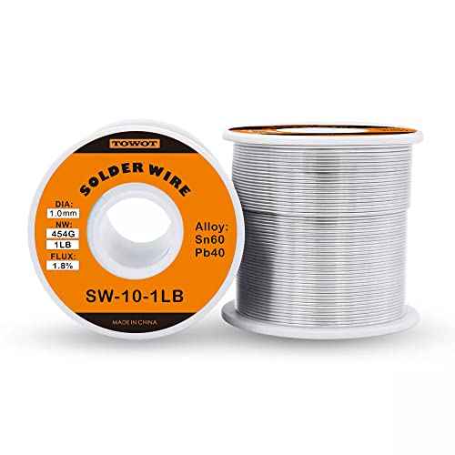 TOWOT Tin Lead Rosin Core Solder Wire for Electrical Soldering, Content 1.8% Solder Flux Sn60-Pb40 (1.0mm-1lb)