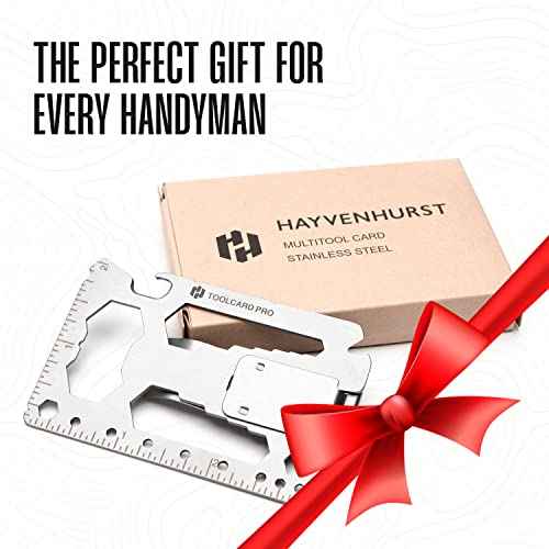 Multitool Card - Credit Card Multitool - Wallet Size Slim, Minimalist, Stainless Steel - Multipurpose Survival Card With Can Opener, Screwdrivers, Wrench, Ruler, Money clip by Hayvenhurst