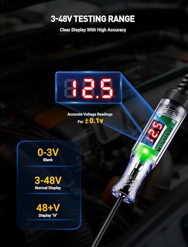 WINAMOO 3V-48V Automotive Digital Voltage Tester with LED Display & Polarity Indicator