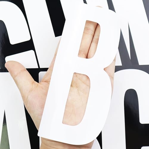White Large Vinyl Letter Stickers - 6 Inch Self-Adhesive Alphabet & Punctuation, 14 Sheets