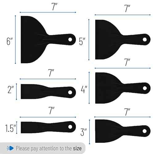 Bates 6 Pack Black Plastic Putty Knife Set - Paint Scraper, Spackle Tool, Spreader