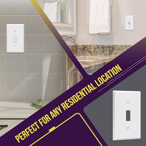 ENERLITES White 1-Gang Toggle Wall Plate Cover 4.50 x 2.76 Inches Pack of 10 with Screws