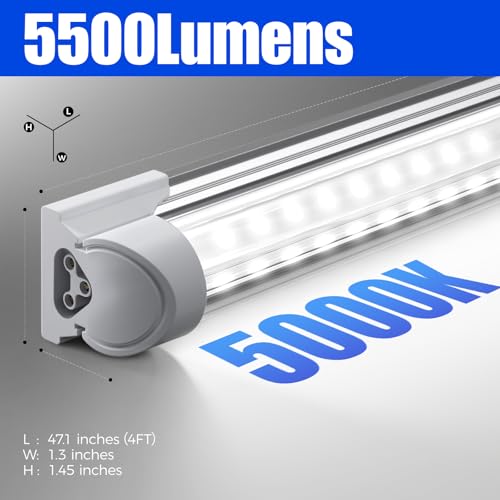 Barrina 4FT LED Shop Lights 40W 5500LM 5000K Daylight White 6-Pack