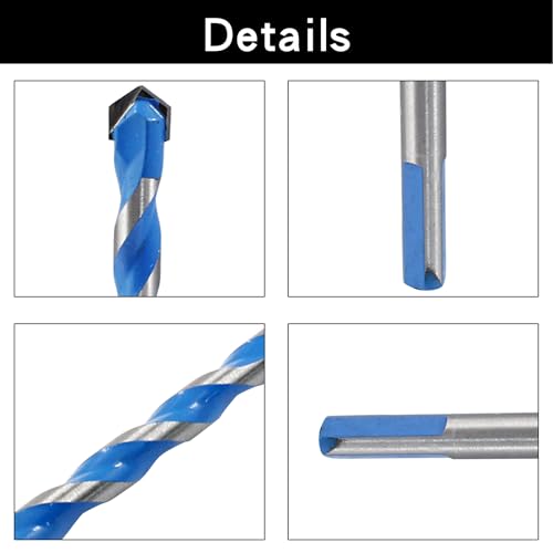 Piutouyar 5 Pcs 10mm Masonry Drill Bits, 0.39" Carbide Drill Bits Set for Concrete, Tile, Glass, Ceramic, Brick, Wood