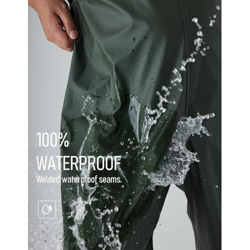 Town & Field Waterproof Overall Rain Pants, Heavy-Duty Rubber Bib, Unisex Fit Workwear for Industrial, Fishing, Farming