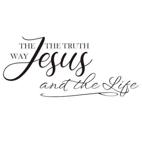 Jesus The Way The Truth and The Life - John 14:6 - Bible Verse Quotes Wall Decal Art Letters Scripture Christian Motto Room Decoration Pure Black Vinyl