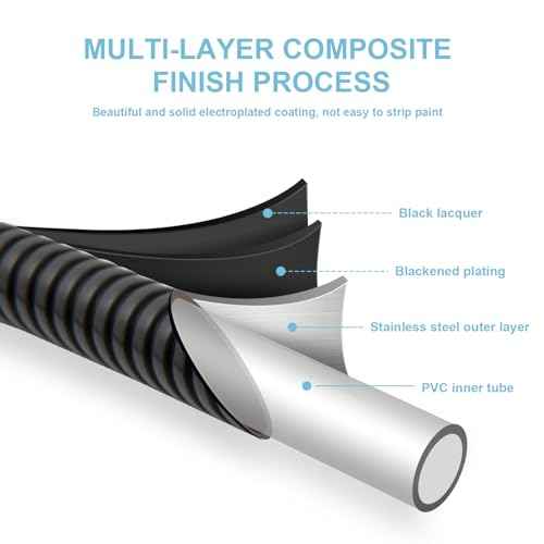 OFFO Shower Hose, Kink Free Stainless Steel Shower Hose Attachment Electroplating Handheld Shower Head Hose Flex Hoses Extension with Brass Insert & Nut for Pet Bathing Cleaning 60 in, Matte Black