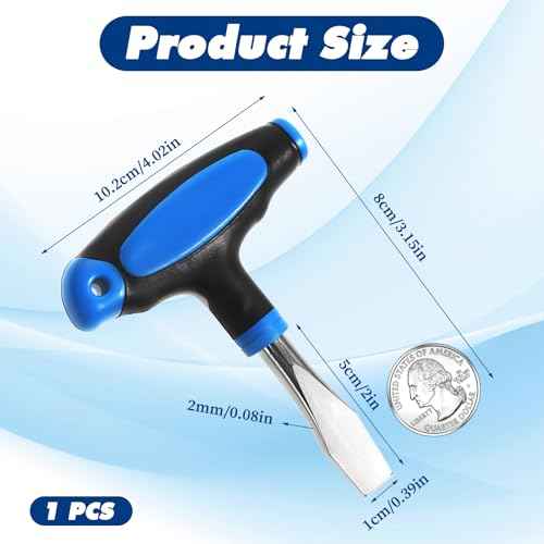 Large Flat Head Screwdriver 10 mm T Handle Flathead Screw Drivers Assembly Tool Small Flat Head Screwdrivers for Slotted Screw Used On Quick Release Plate or Camera Tripod Monopod, Wide Blade