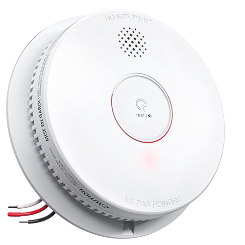 SITERWELL Hardwired Photoelectric Smoke Detector with 9V Backup Battery, Interconnected Fire Alarm for Home Safety