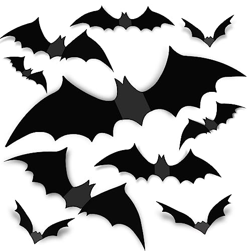 120PCS 3D Halloween Bat Wall Stickers Decor - Reusable PVC Bat Decorations
