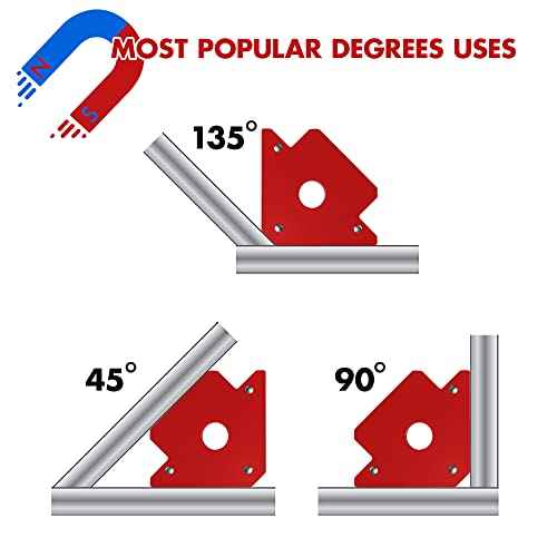 4pcs 3" 25lb Welding Magnet Arrow Welding Magnets and Clamps Magnetic Arrow Welder Metal Working Mig Tools and Equipment 45¡Æ 90¡Æ 135¡Æ Angle Magnet Holder, Red,Black