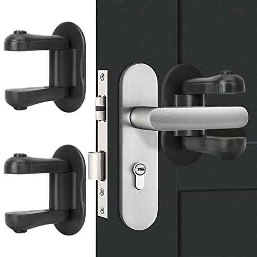 Child Proof Door Lever Lock, 2 Pack Door Locks for Kids Safety, Door Knob Child Proof, Baby Proofing, 3M Adhesive, Door Handle Child Proof, Baby Safety Locks for Toddlers (Black)