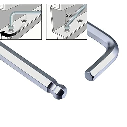4 PCS 3/16" Ball End Hex Key Allen Wrench, SAE Internal Hexagonal, Wrench L Shaped Long Arm Repairing Tool, CR-V