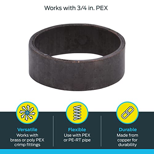 SharkBite 3/4 Inch Copper Crimp Ring Pack of 25 for PEX and PE-RT Plumbing