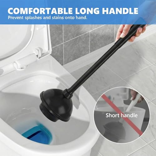 Heavy Duty Toilet Plunger with Holder for 5.3-Inch Drain, Style 1 - Bathroom Clog Remover