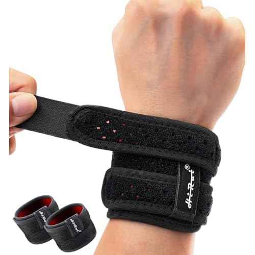 HiRui Wrist Brace for TFCC Tears, Adjustable Wristband Wrist Wraps Support for Fitness Weightlifting Tennis Tendonitis Carpal Tunnel Arthritis Pain Relief, One Size Adjustable (Black, 2 Pack)