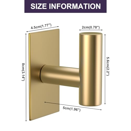 VAEHOLD Heavy Duty Waterproof Wall Mount Towel Hooks 4 Pack - Gold