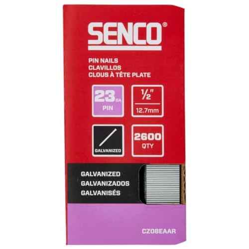 SENCO CZ08EAAR 1/2" 23 Gauge Pin Nails, Galvanized Finish 2,600 Count Pack