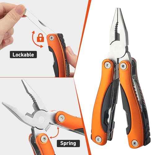 Needle Nose Pliers, Multi Tool, Hiking Essentials, Fathers Gifts, Pocket Knife, Multitool Pliers, Camping Knife with Holster and Nylon Sheath for Outdoor, Fishing, Hunting, Hiking