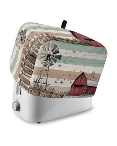 Versotilahome 2-Slice Windmill Farmhouse Toaster Cover Teal Brown 12x7.5x8 in