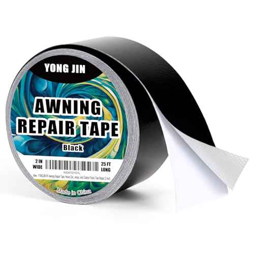 YONGJIN RV Awning Repair Tape, Heavy Duty Outdoor Tent Repair Tape and Tarp Tape, Waterproof Tarp Patch Kit for Camper, Boat Covers, Canvas, Sail, Canopy, and Outdoor Fabric Tear Repair (2 inch)