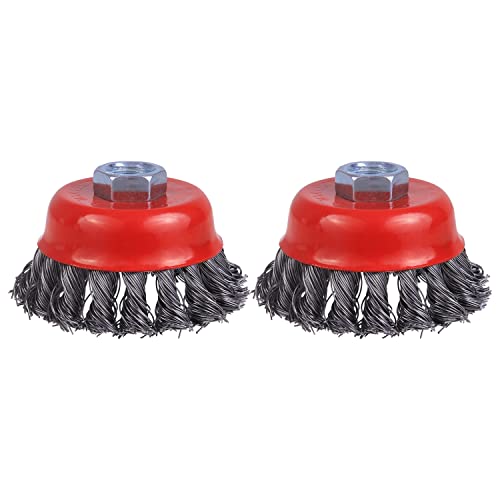 Wire Cup Brush for 4 1/2 Angle Grinder, 2 Pack 3 inch Wire Brush for Grinders, 5/8" -11 Threaded, for Heavy Cleaning Rust, Stripping and Abrasive
