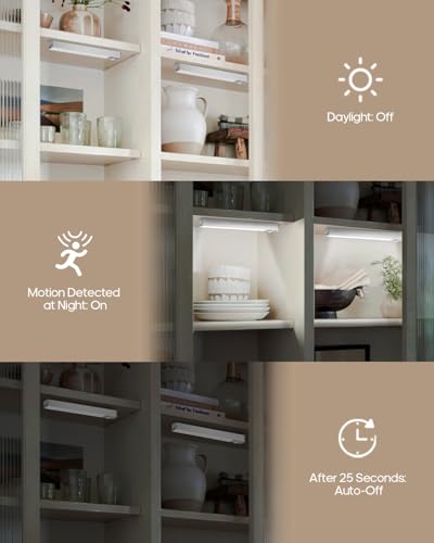 GOODEA 7-Inch Under Cabinet LED Lighting with Charging Station - Cold White, 6 Pack
