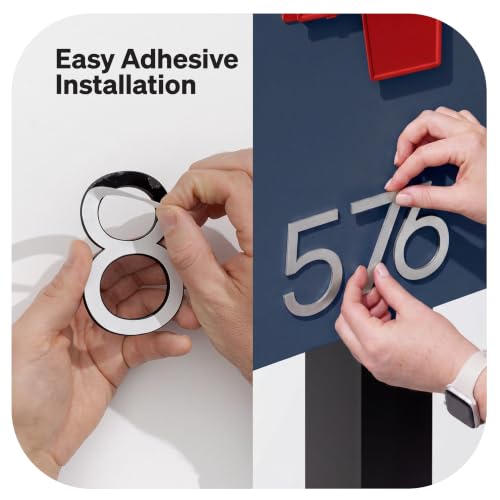 Adoorn Silver 4 Inch Mailbox Numbers - Number 1, Weatherproof Metal Stick-On Address Sign