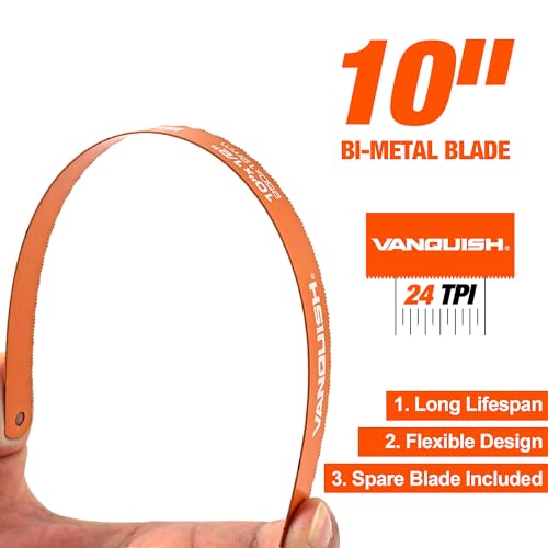 VANQUISH Aluminum Frame Mini Wood Hack Saw with 2 Piece Extra Flexible Bi-Metal HSS Blades Cutter Hand Hacksaw for Woodworking and Metal NW4851