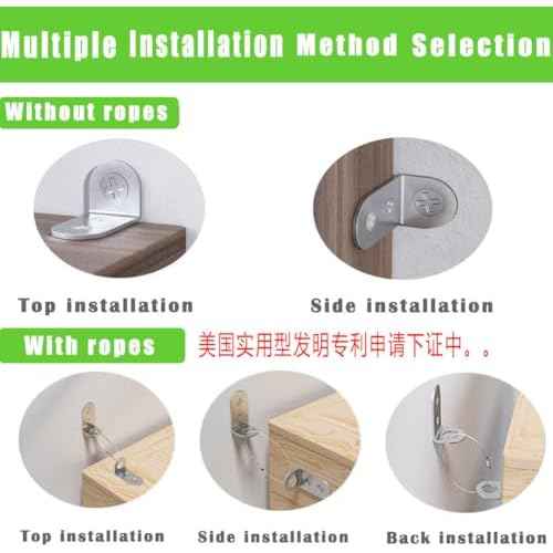 Furniture Anchors Small Aesthetic Earthquake Straps for Furniture Dresser Wall Anti-Tip Furniture Safety Anchor to Childproof and Babyproof Your Home Holds Up to 500 Pound 4pcs Bracket