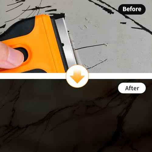 Razor Blade Scraper Tool with 15 Extra SK5 Blades - Multi-Surface for Glass Tile Window Car Cooktops - Stainless Steel, Cleaning & Paint Removal Tool