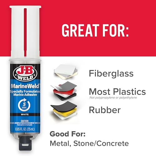 J-B Weld MarineWeld 25ml Syringe Waterproof Epoxy Sealant for Marine Repairs