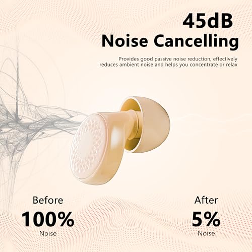 Ear Plugs for Sleeping Noise Cancelling, 45dB for Noise Reduction, Noise-Reducing Earplugs for Sleeping, Concerts, Shooting, Silicone Hearing Protection Earbuds with 8 Eartips (Beige, One Size)