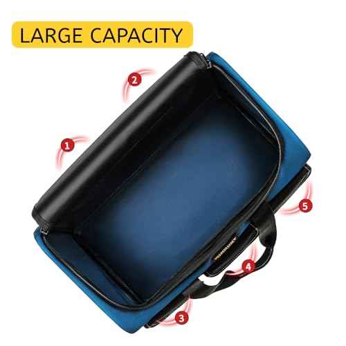 3 Pack Heavy Duty Tool Bags, Wide Mouth Tool Storage Bag with 5 Pockets, 12 inch Small Tool bag for Electricians, Maintenance Workers, Plumbers, Household use