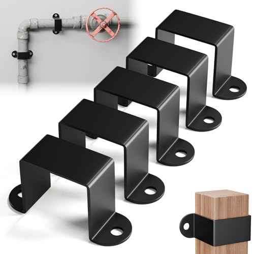1.5"x1.5" Square Tube Strap Clamp | U shaped metal bracket | Black Square Pipe Clamp with Powder Coated | Wood Deck Fence Post Tie | Square Tube Buckle for Water Pipes,Stairs Railing - 3 Pcs