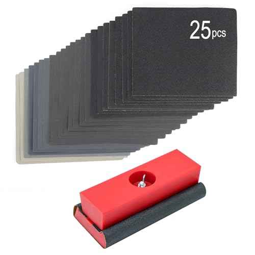 SCOTTCHEN Hand Sanding Blocks Auto Body, 25pcs Sandpaper Woodworking Furniture Sander Hand Tool, Grit 120 to 3000