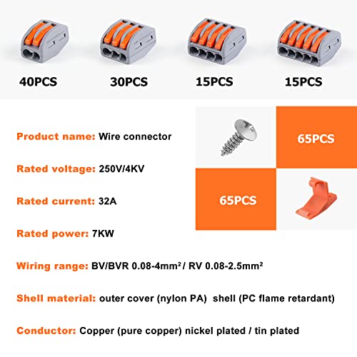 Zhushan 230 PCS Electrical Wire Connectors Nuts Kit - 28-12 AWG, Multiple Conductor Sizes