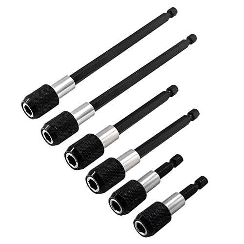 Litoexpe 6 Pcs Drill Bit Extension, Quick Release Bit Holder Magnetic Drill Extension Bit Holder with 1/4¡± Hex Shank for All 1/4-Inch Drive Bits (2 Inch, 4 Inch, 6 Inch - Black